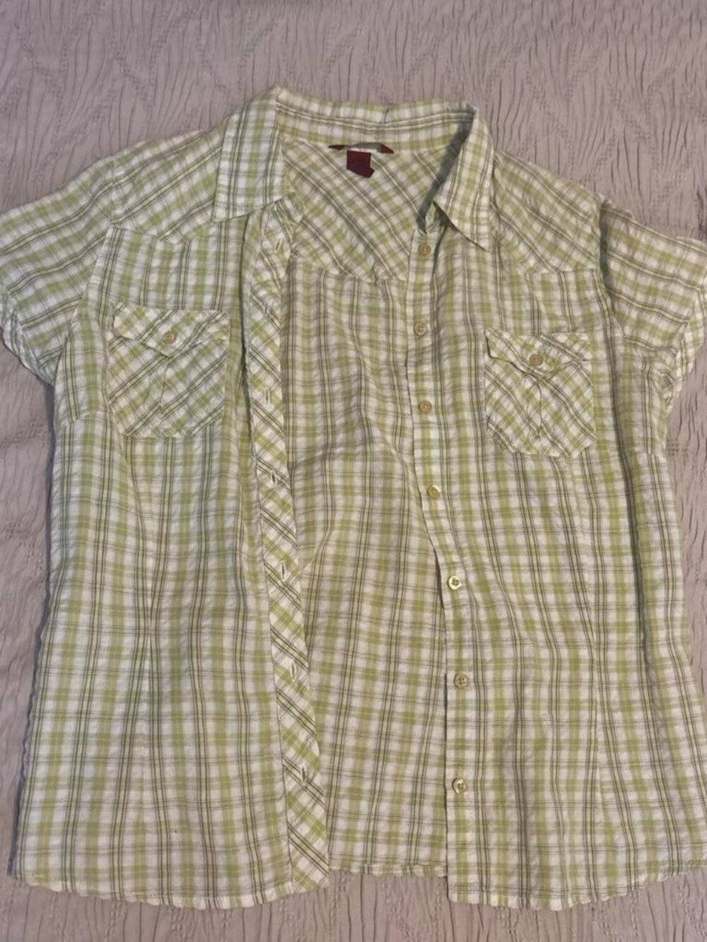 H&M Women's Green and Yellow Shirt
